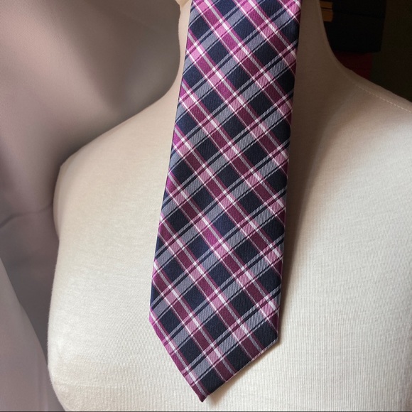 Michale Kors silk fresh plaid tie, NWT - Picture 2 of 5